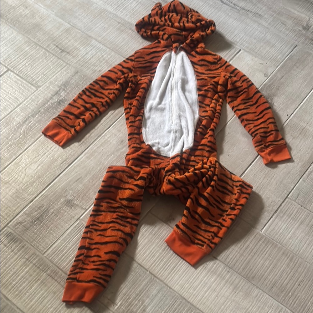 Old Navy Orange and Black Tiger Stripe Kids One-Piece Pajama